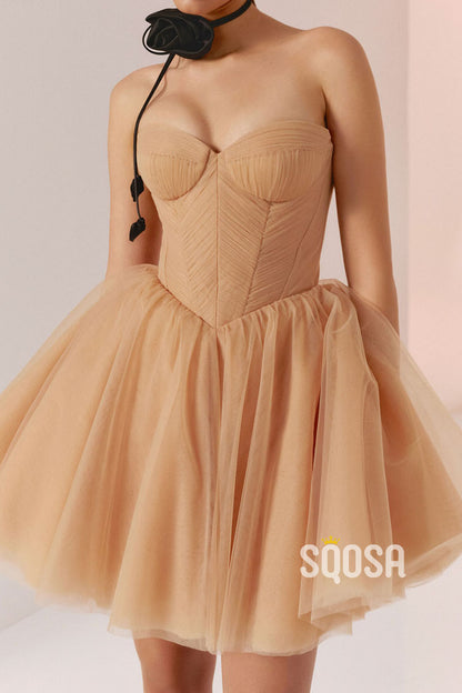 Casual Tulle A-Line Sweetheart Strapless Party/Homecoming Dress QS2535