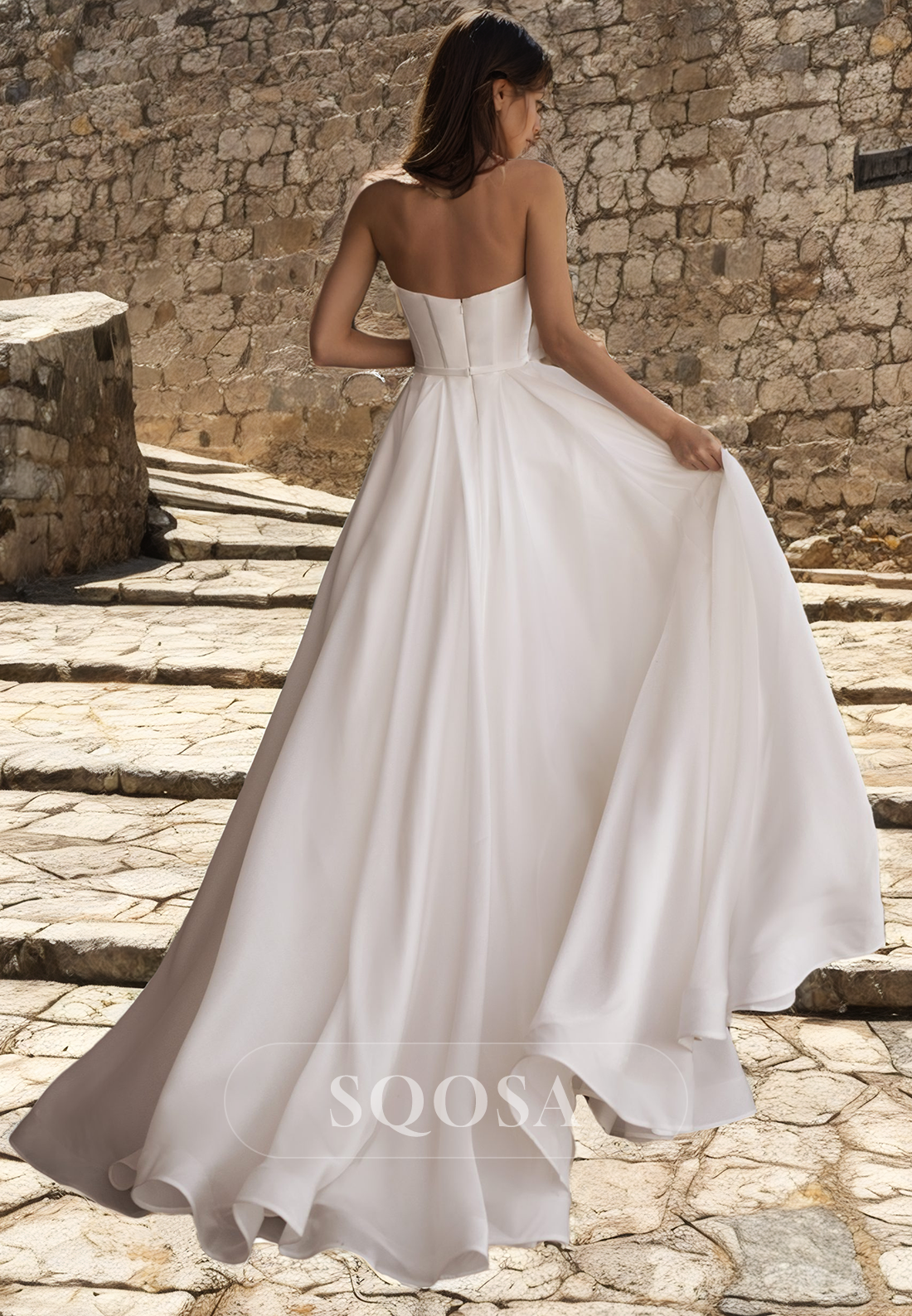 A Line Sweetheart Elegant Wedding Dress with Pockets Bridal Gown