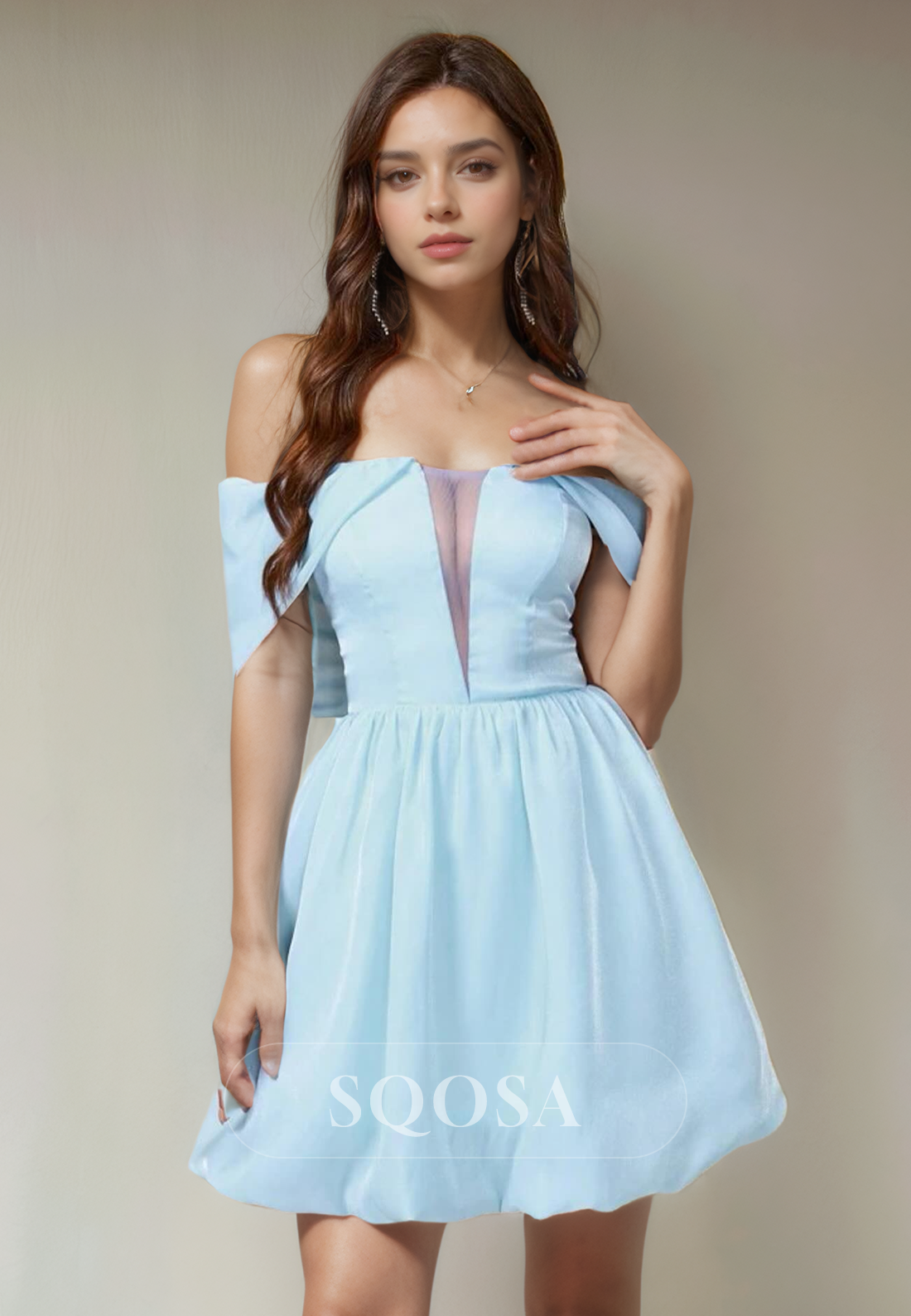 A Line Off Shoulder Short Homecoming Dress Cute Graduation Dress