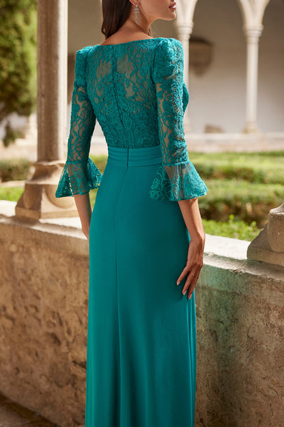 Elegant & Luxurious V-Neck 3/4 Sleeves Belt Cocktail Party Dress QM3347