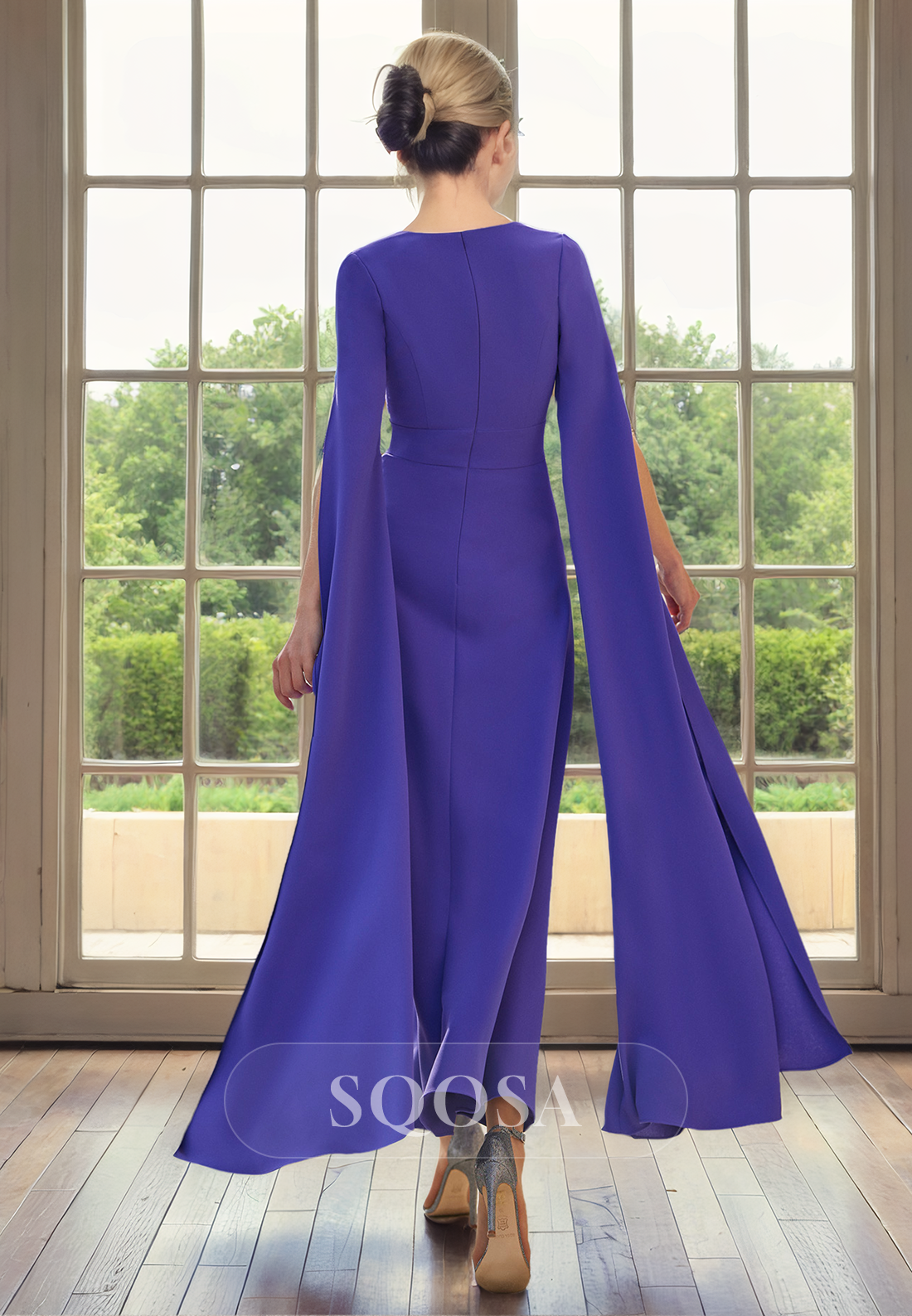 Sheath V Neck Long Sleeves Beads Elegant Mother of the Bride Dress