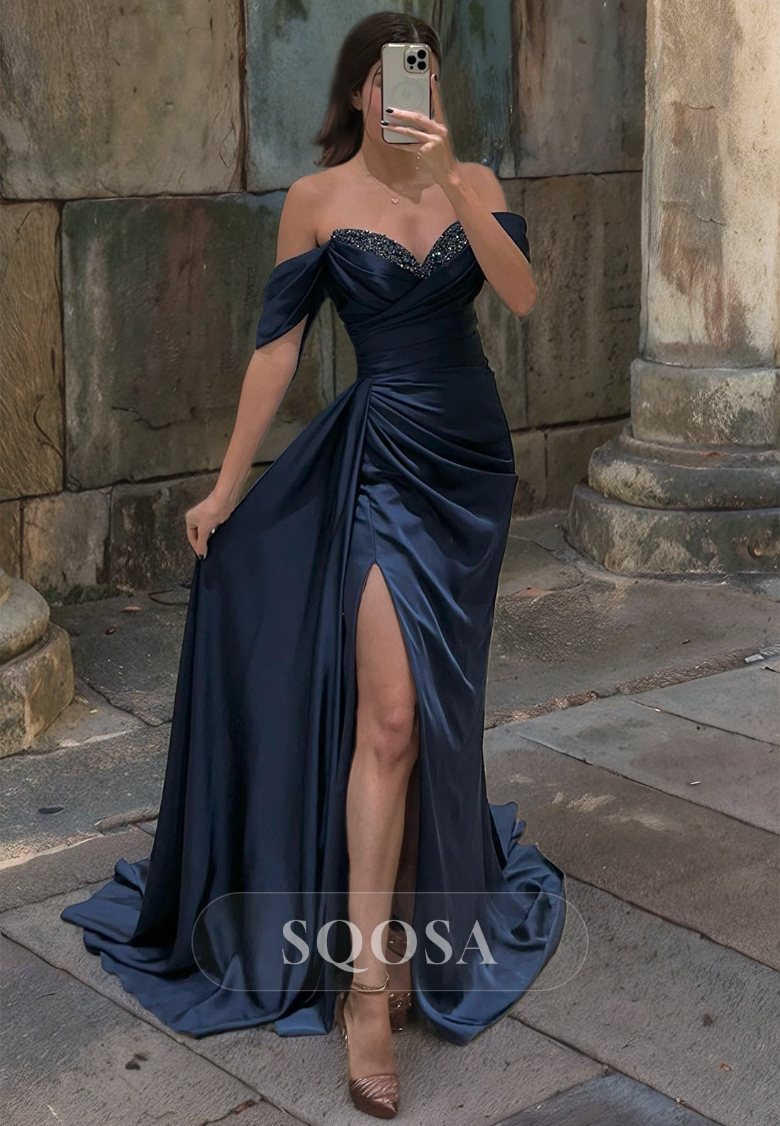 Pleated and Pleated Party Gowns Sweetheart Sleeveless Slit with Sweep Train Prom Dress