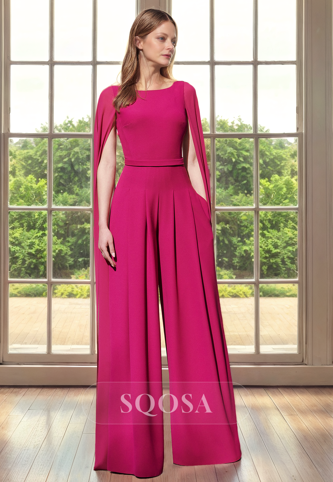 Unique Bateau Pant Suits Mother of the Bride Dress Elegant Cocktail Dress