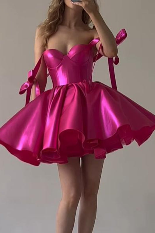 Ball Gown Sweetheart Satin Cute Homecoming Party Dress QH2356