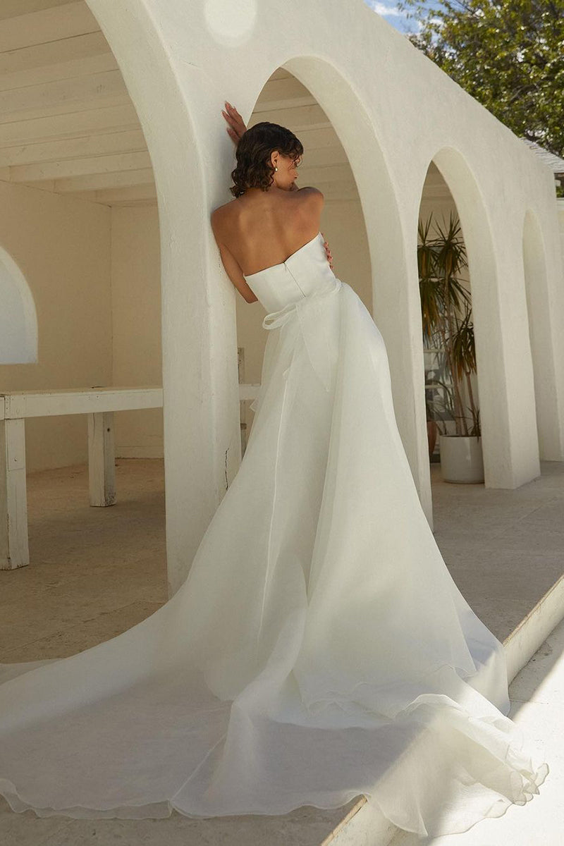 Strapless Pleats Mermaid Wedding Dress with Detachable Train QW2163