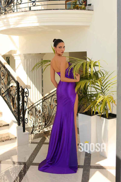 Mermaid Sweetheart Pleats Long Formal Evening Dress with Slit QP2112