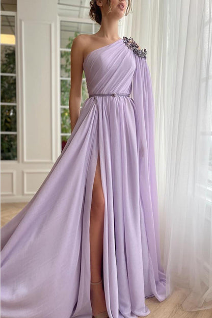 Chic One Shoulder Beads Boho Long Prom Formal Dress QP0921