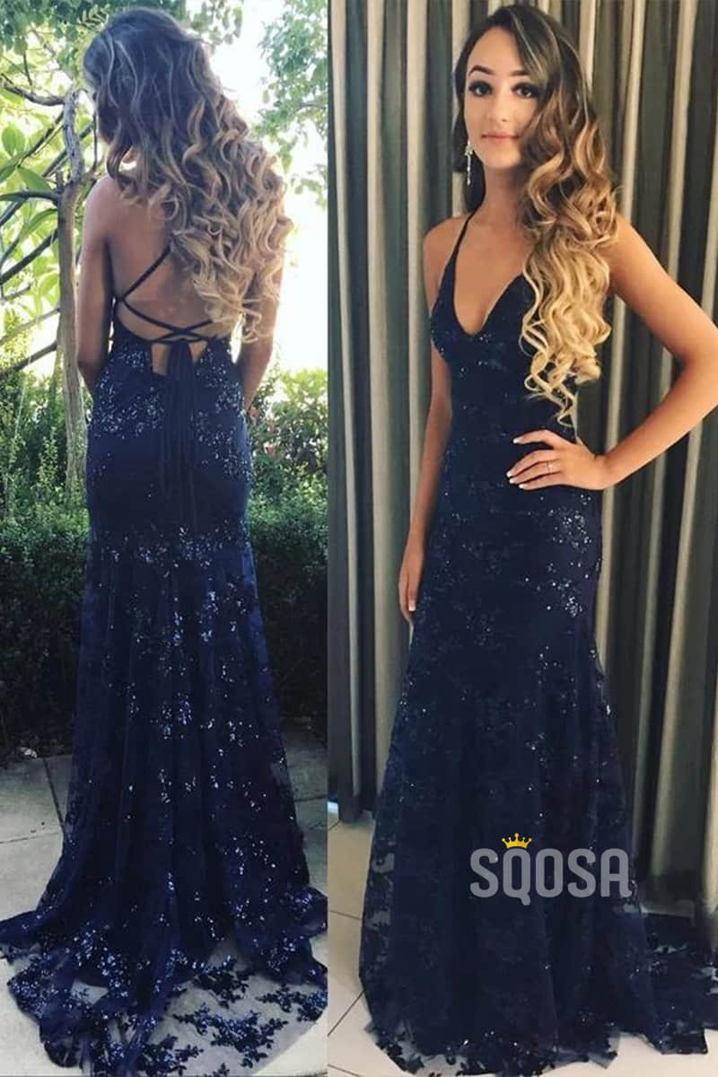 Mermaid Burgundy Sequined V Neck Sexy Prom Dress Party Gown QP0847|SQOSA