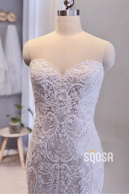 Mermaid/Trumpet Wedding Dress Sweetheart Lace Appliques Wedding Gown QW2450|SQOSA