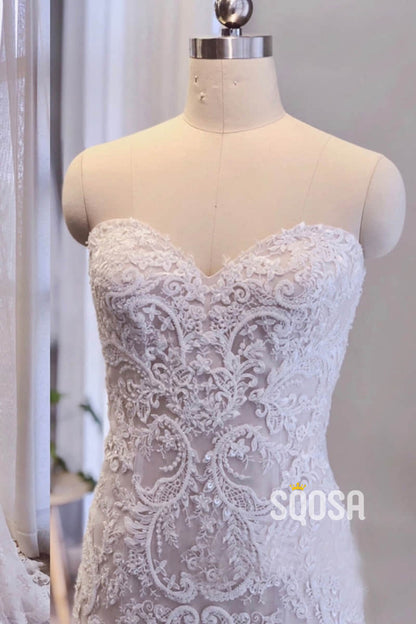 Mermaid/Trumpet Wedding Dress Sweetheart Lace Appliques Wedding Gown QW2450|SQOSA